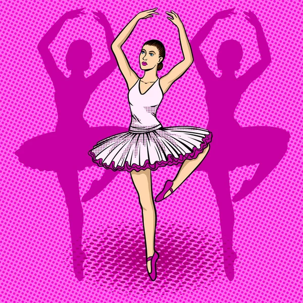 Ballet danser popart vectorillustratie — Stockvector