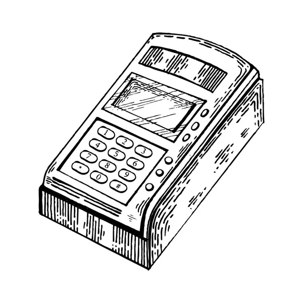 Ödeme terminal oyma stil vektör — Stok Vektör