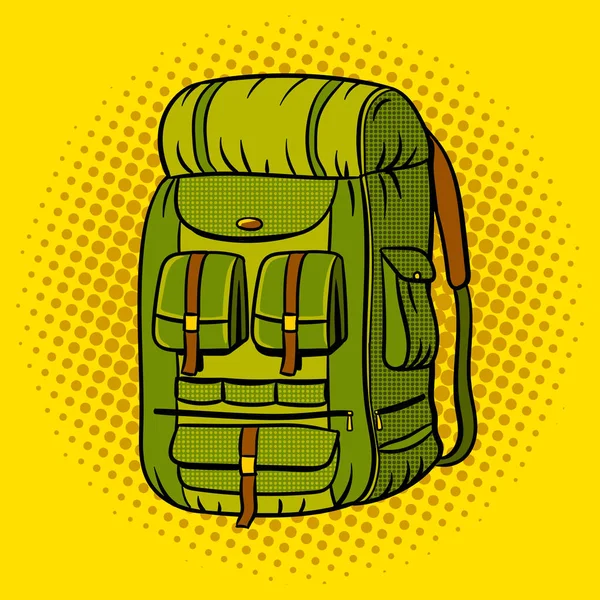 Turist sırt çantası pop art vektör çizim — Stok Vektör