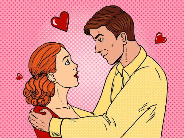 Casal no amor pop arte estilo vetor ilustração —  Vetores de Stock
