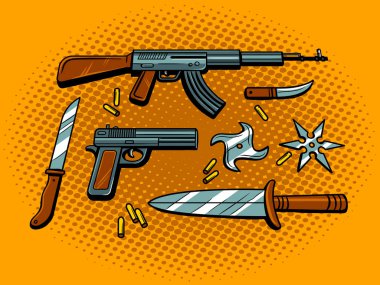 Weapon pop art style vector illustration clipart