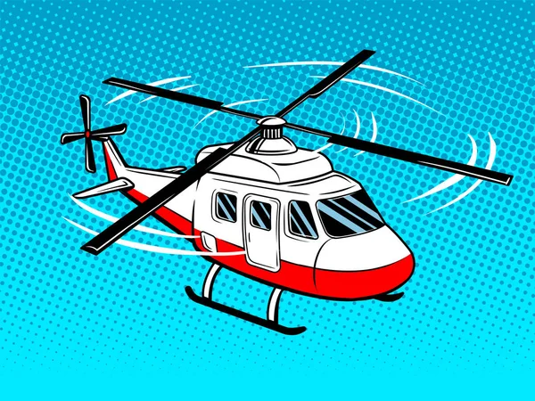 Helicóptero de resgate pop arte vetor ilustração — Vetor de Stock