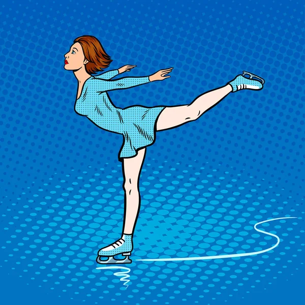 Skater Mädchen Pop Art Stil Vektor Illustration — Stockvektor