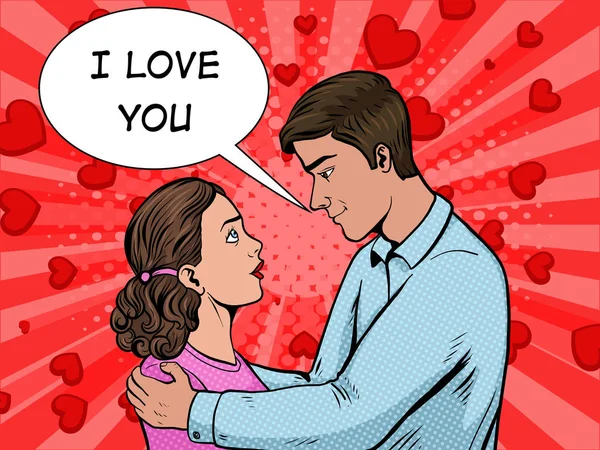 Couple amoureux pop art style vectoriel illustration — Image vectorielle
