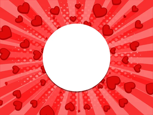 Rode achtergrond met harten pop-art stijl vector — Stockvector
