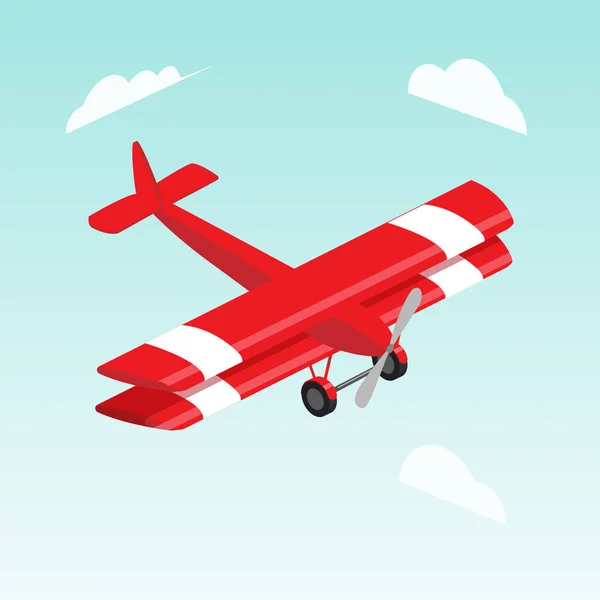 Biplano avião ilustração vetor isométrica —  Vetores de Stock