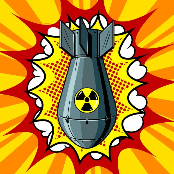 Nuclear bomba atómica pop art estilo vector — Archivo Imágenes Vectoriales