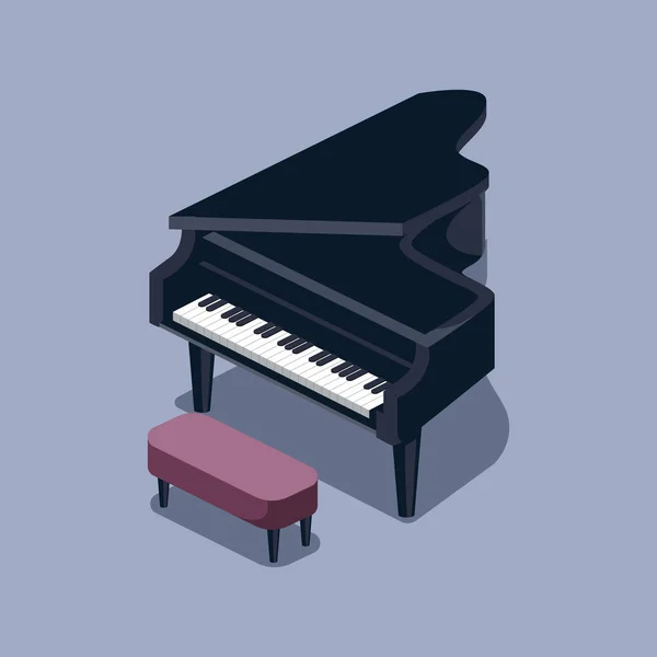 Ilustración de vectores isométricos de piano negro — Archivo Imágenes Vectoriales