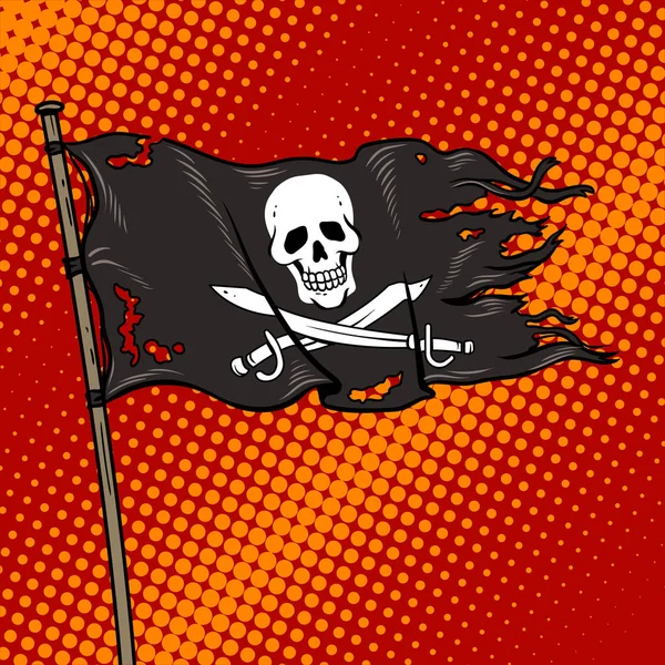 Bandeira pirata com vetor de arte pop Jolly Roger — Vetor de Stock