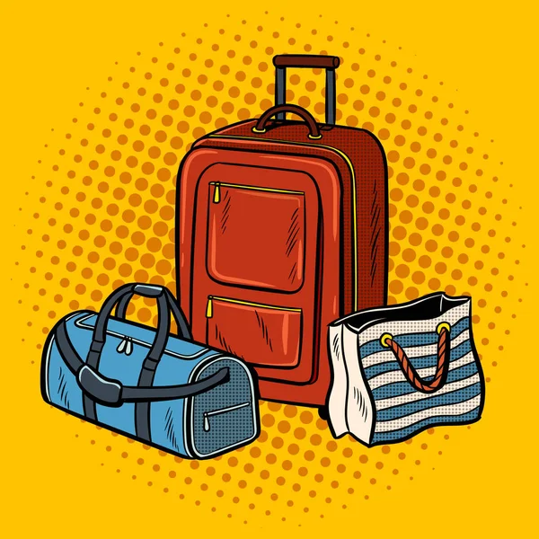 Travel táska pop art vektoros illusztráció — Stock Vector