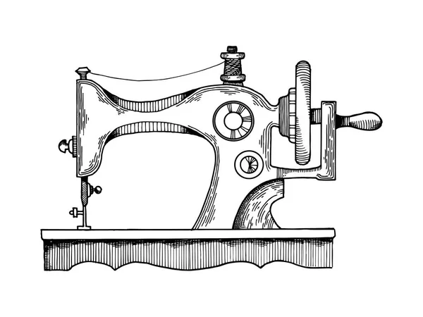 Máquina de coser vector de grabado — Vector de stock