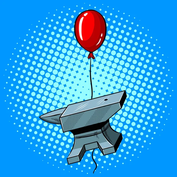 Kovadlina létající balón pop art vektorové ilustrace — Stockový vektor