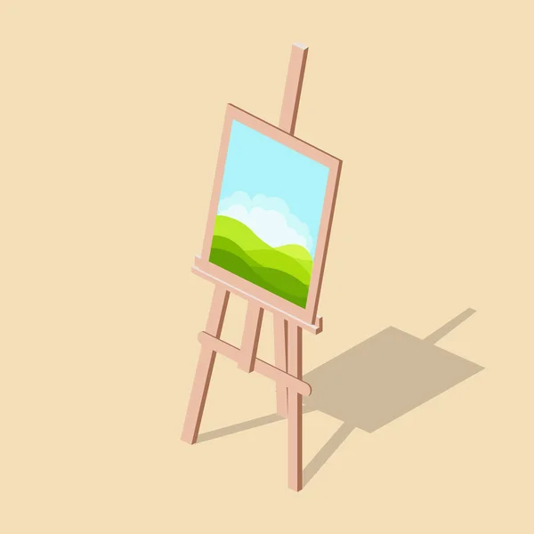 Easel with a picture isometric vector illustration — Stock Vector