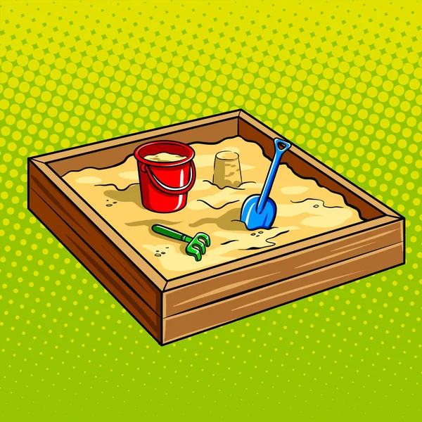 Sandpit per bambini pop art vettoriale illustrazione — Vettoriale Stock