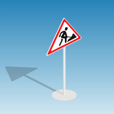 Yol işareti roadworks izometrik vektör çizim