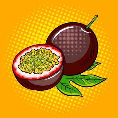 Passion fruit pop art vektör çizim