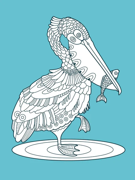 Pájaro pelícano con ilustración de vectores de colores — Archivo Imágenes Vectoriales