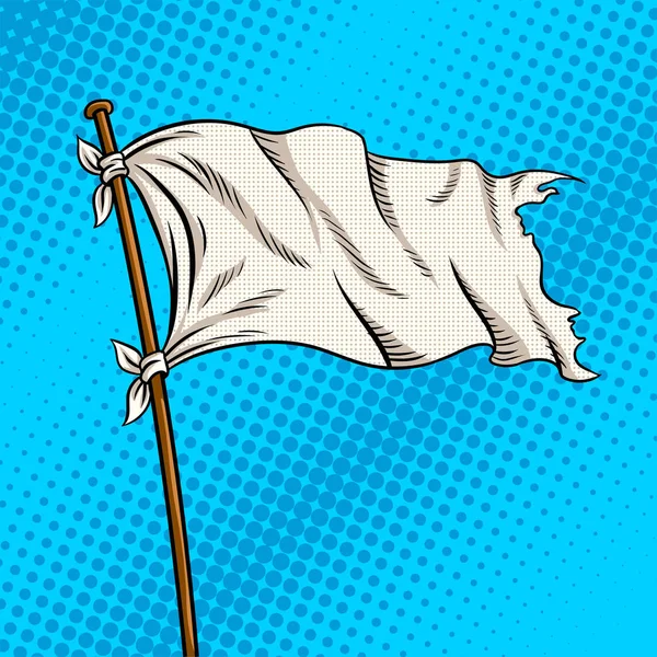 Weiße Flagge Pop Art Stil Vektor Illustration — Stockvektor