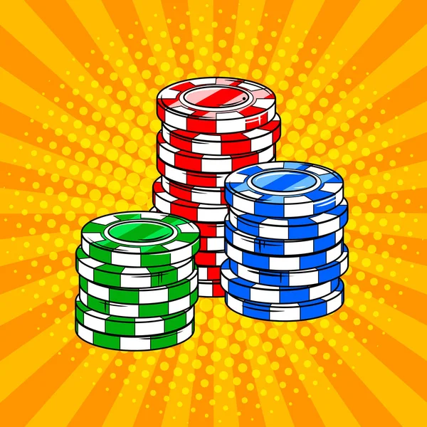 Casino Token Pop Art Stil Vektor — Stockvektor