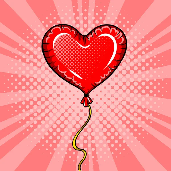 Illustration vectorielle pop art ballon forme de coeur — Image vectorielle