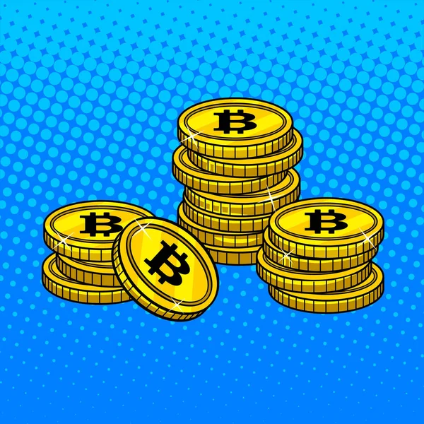 Bitcoin argent pop art style vectoriel illustration — Image vectorielle