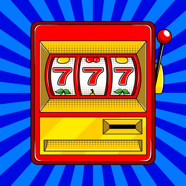 Slotmachine pop-art stijl vectorillustratie — Stockvector