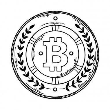 Bitcoin para oyma vektör çizim