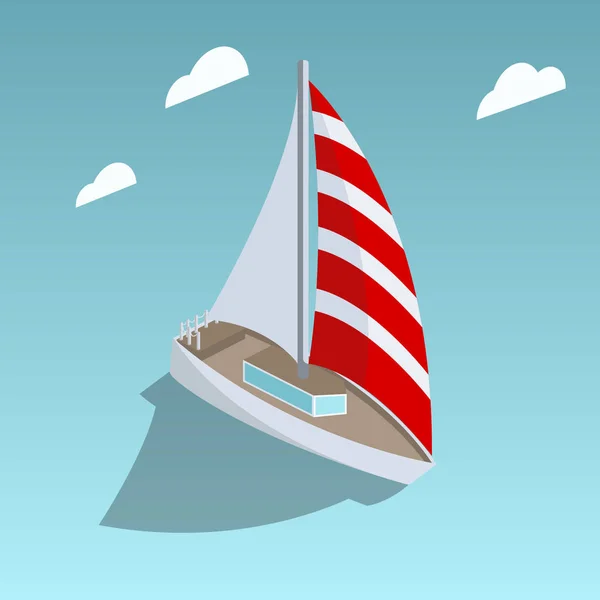 Yacht à voile illustration vectorielle de style isométrique — Image vectorielle