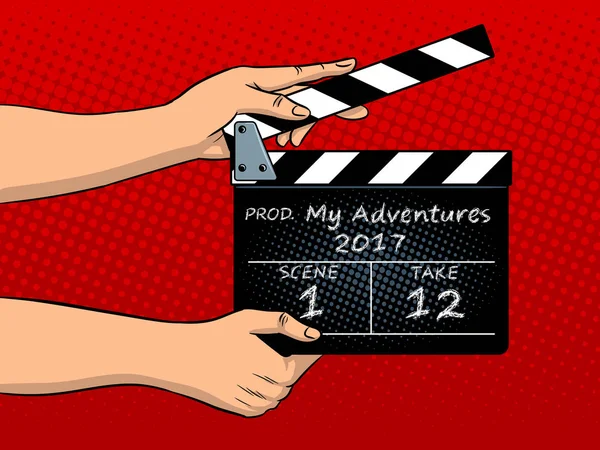 Película clapperboard pop art vector ilustración — Archivo Imágenes Vectoriales