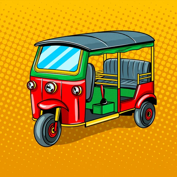 Auto rickshaw transport pop art style vector — Stock Vector
