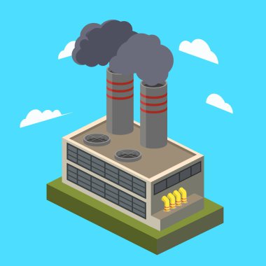 Endüstriyel fabrika izometrik vektör çizim