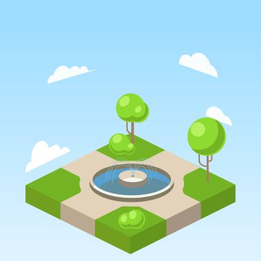 Park izometrik vektör çizim