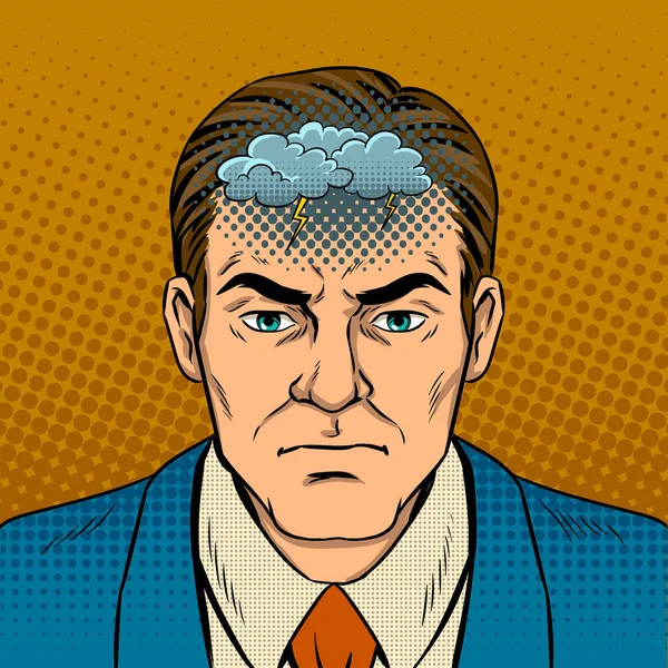 Guy with bad mood pop art vector illustration — Stock Vector