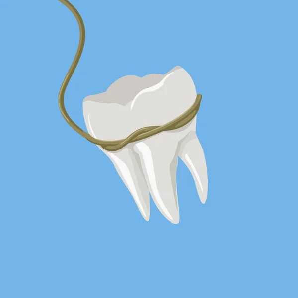 Zahn mit isometrischem Seilvektor gezogen — Stockvektor