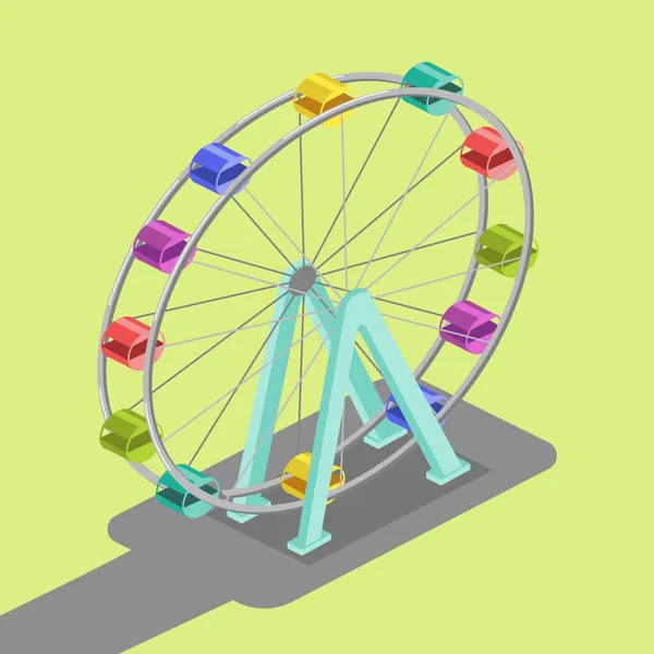 Ferris wheel isometric vector illustration — Stock Vector