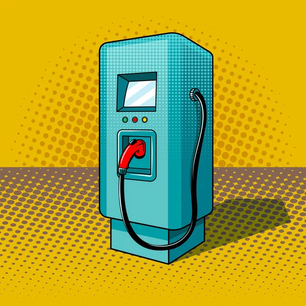 Tanken voor elektrische voertuigen pop-art stijl vector — Stockvector