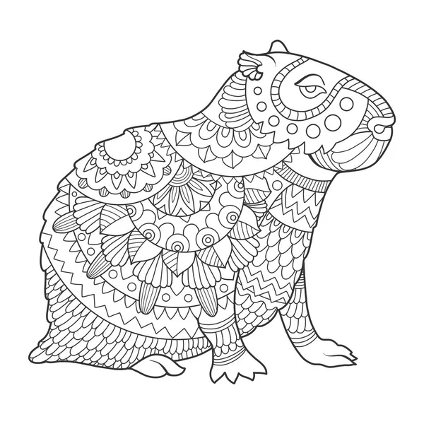 Illustration vectorielle de livre à colorier Capybara — Image vectorielle