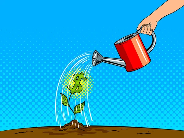 Ilustracja wektorowa pop-artu metafora pieniędzy roślin — Wektor stockowy