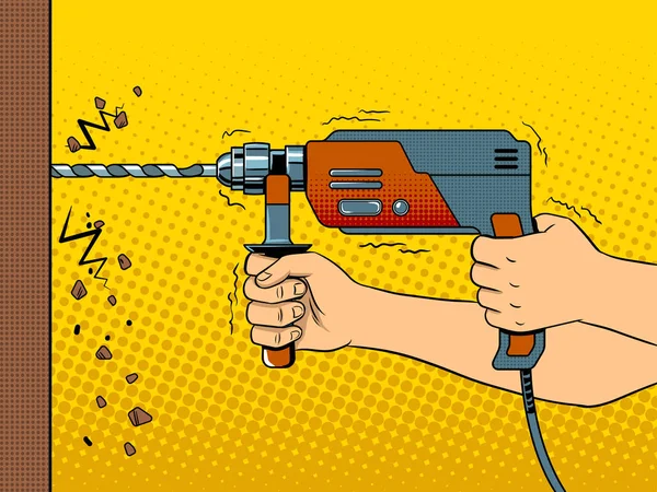 Eller rock drill pop sanat vektör duvar Delme