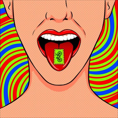Dil pop sanat vektör ilaçtan Lsd ile pul