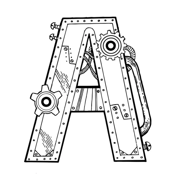 Carta mecânica Uma gravura ilustração vetorial — Vetor de Stock