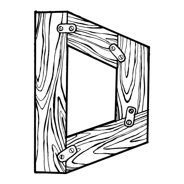 Letra de madera D grabado vector ilustración — Vector de stock