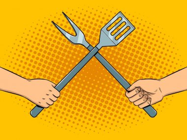 Mutfak mutfak eşyaları pop sanat vektör üzerinde savaş