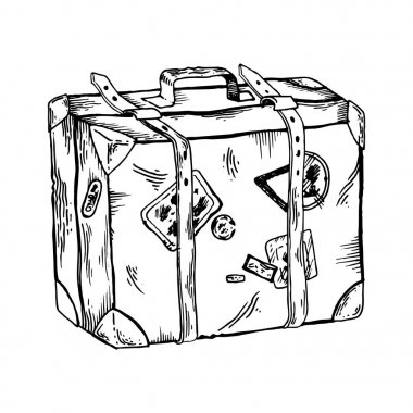 Vektör çizim oyma eski seyahat çantası