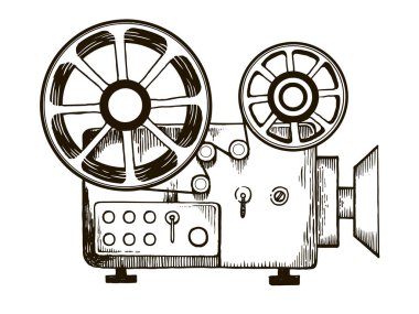 Vektör çizim oyma eski film projektör