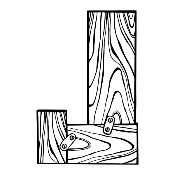 Ilustracja wektorowa Grawerowanie drewniane litery J — Wektor stockowy