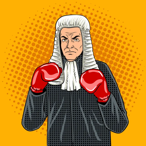 Judge with boxing gloves pop art vector — Stock Vector