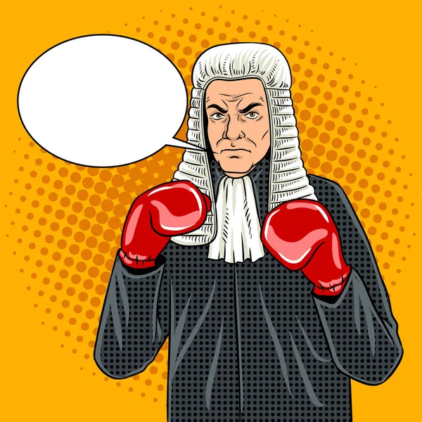 Judge with boxing gloves pop art vector — Stock Vector