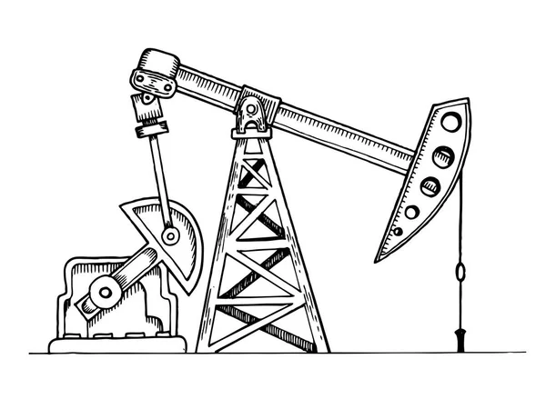 Illustration vectorielle de gravure sur plate-forme pétrolière — Image vectorielle