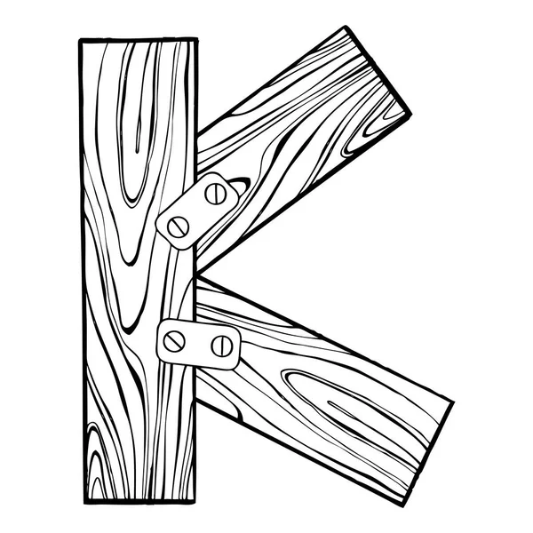Дерев'яна літера K гравюра Векторні ілюстрації — стоковий вектор